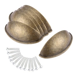 Vintage Alloy Shell Drawer Pulls, Yetaha 6PCS Shell Cup Handles Half Moon Vintage Kitchen Cupboard Door Drawer Cabinet Cupped Handles 80*30mm Furniture Knobs Antique Pull Handles, Antique Bronze