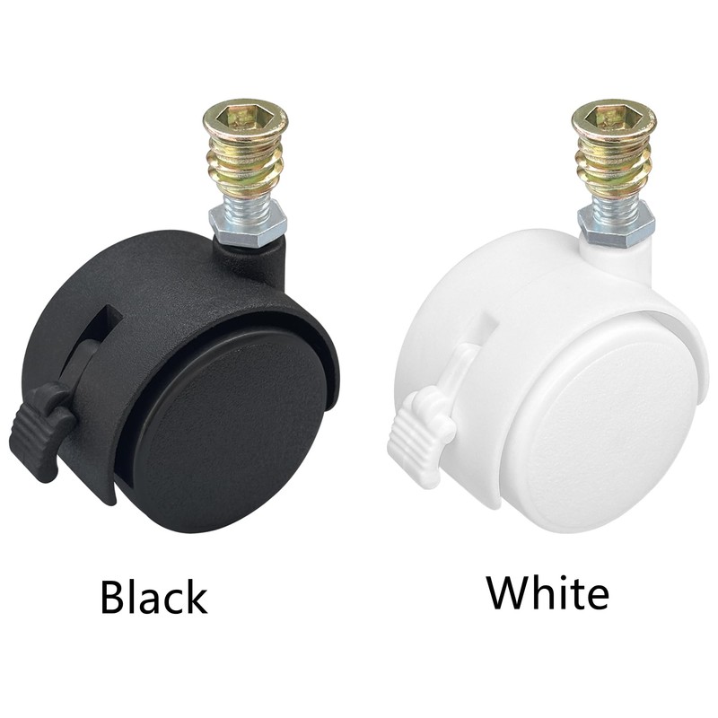 4 PCS Swivel Universal Casters Wheels with Brakes,Furniture Castor (White)