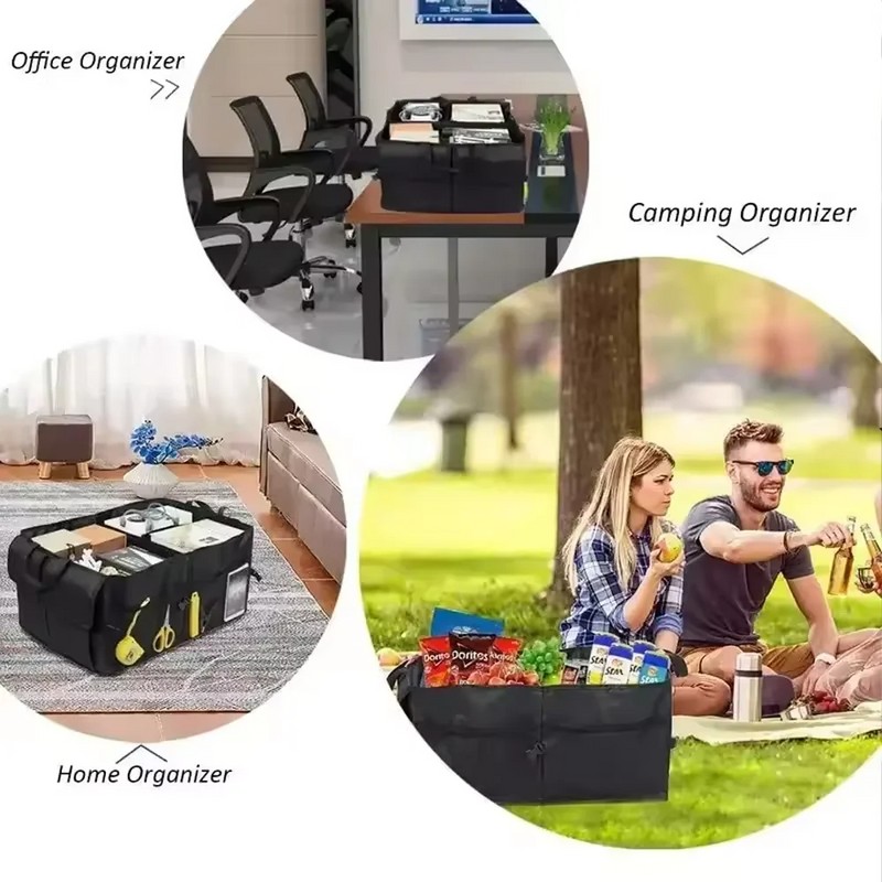 Car Trunk Organizer with Cover – Foldable, Large Capacity Storage