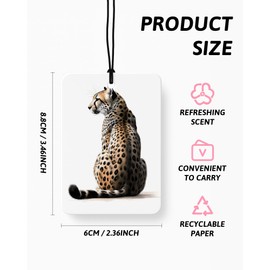 FISWAFY Trendy Retro Leopard Lucky 8 Ball Car Air Freshener 4 Pcs, Girly Cheetah Print Star Hanging Air Freshener for Cars Closet Drawer Books, Cute Girly Car Accessories Mirror Decor for Women