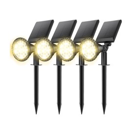 NBKLS Solar Spot Lights for Outside, 27 LED Outdoor Solar Lights for Yard, 4 Pack Solar Spotlights Waterproof Auto On/Off for Landscape, Wall, Garden, Pool, Tree, Pathway and Driveway(Warm White)