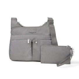 Baggallini Women's Cross Over Crossbody, Pewter Zebra