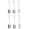 6 Pieces Small Shovel Spoon Fork Stainless Steel Dessert Spoons