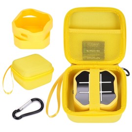 YouKnow Silicone Cover and Travel Case Compatible with GiiKER Tic Tac Toe Bolt Game, 3-in-1 Handheld Puzzle Game Console Cover for Kids (Silicone Cover and Travel Case) (Yellow)