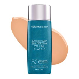 Colorescience. Sunforgettable Total Protection Face Shield Classic SPF 50 /PA++++, UVA/ UVB, Protector solar mineral facial con color hidratante, antioxidantes, sin quimicos ni aceites, hipoalargénico, textura ligera, 55ml.