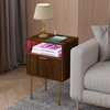JOONEE Nightstand with Outlet and Led Light, Bedside Table with