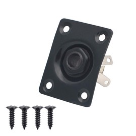 Rectangular Jack Plate for Electric Guitar Bass Black Output Socket Replacement Part Set with Screws Zinc Alloy