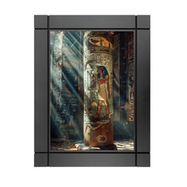 CUADRO DECORATIVO DE MADERA PILAR PARED EGIPCIA CON JEROGRÍFICOS
