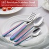 Onlycooker 16-Piece Rainbow Silverware Set,18/0 Stainless Steel Cutlery Set, Service