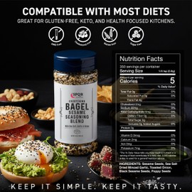 Everything Bagel Seasoning Blend Original XL 10 Ounce Jar. Delicious Blend of Sea Salt and Spices Dried Minced Garlic & Onion Flakes. Bagel Allspice.