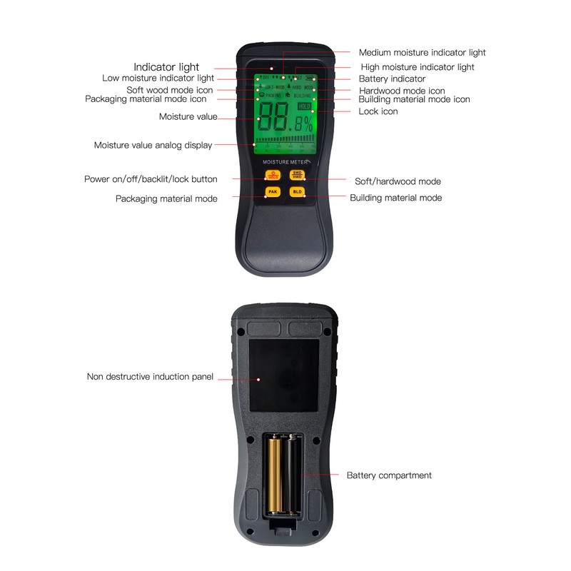 Moisture Meter Non Destructive Induction Moisture Detector for Softwood Hardwood