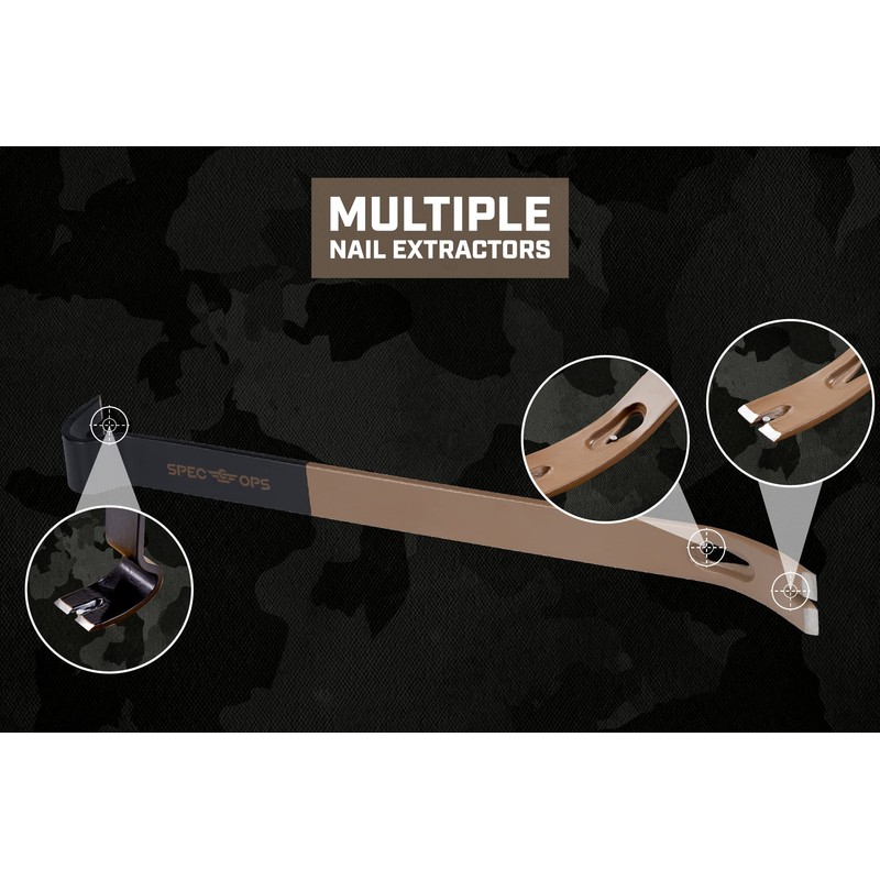 Spec Ops Tools 21" Flat Pry Bar Crowbar, Curved Rocker