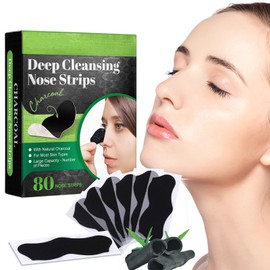 Blackhead Plasters, 80 Strips Blackhead Nose Bamboo Charcoal for Deep Cleaning of the Nose, Blackhead Nose for Women and Men, Removal of Blackheads and Pores