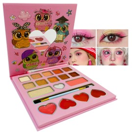 17-Farben-Kinder-Make-up-Sets für Mädchen, waschbare Kinder-Make-up-Kit mit Spiegel, ungiftige kosmetische Schönheit-Set-Geschenk für Kinder, Prinzessin vorgeben Spiele Spielzeug Geburtstag Weihnachts
