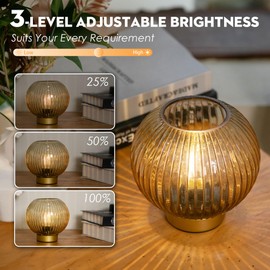 ULAROOM Battery Operated Lamp with Remote Control, Battery Powered Table Lamps with Timer & Replaceable LED Blub, Portable Dimmable Brightness Small Lamp for Home Decorative Corner Bedroom (Yellow)