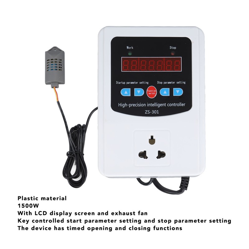 1500W Digital Humidity Controller LCD Display Humidistat Plastic Timing Air
