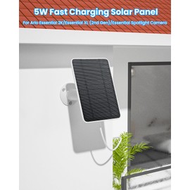 Solar Panel Charger Compatible with Arlo Essential 2K Outdoor(2nd Gen)/Essential XL Camera(2nd Gen)/Essential Spotlight, 5W Solar Panel with IP65 Waterproof 10ft Micro USB-C Cable & Wall Mount, 2 Pack