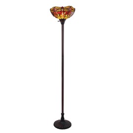 Chloe Lighting Empress Dragonfly Tiffany-Style Dark Bronze 1 Light Torchiere Lamp 14" Wide, Multicolor