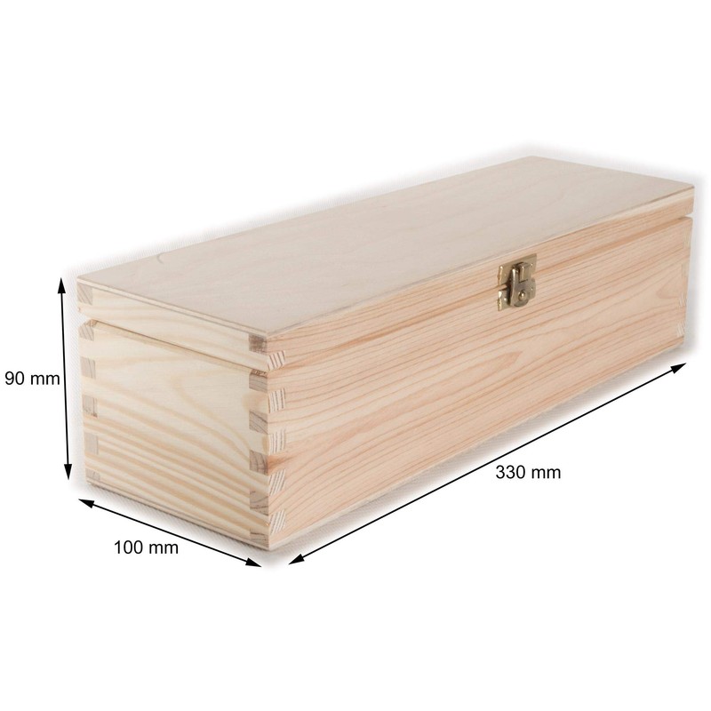 Oblong Wooden Box with Lid | 33 x 10 x