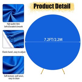 Round Backdrop Cover Circle Fabric Backdrop Round Photo Background for Photography Party Birthday Wedding Baby Shower Home Decorations (7.2ft, Blue)
