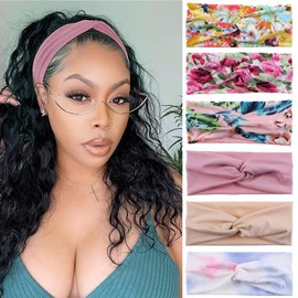 Xtrend 6 Pcs Women's Headbands Soft Elastic Hairbands for Yoga Sports Makeup Boho Headbands Fashion Girls Non-Slip Sweat Headband Hair Accessories(Set 27)