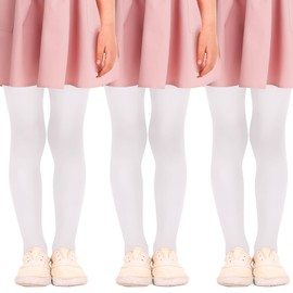 Mayoii 3 Pairs 20 Denier Tights Girls Thin Fine Tights Children Elastic Ballet Tights for Everyday School Ballet Dance, White