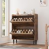 GarveeHome Shoe Cabinet with 2 Flip Drawers, Wooden Shoe Organizer