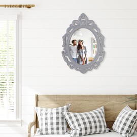 Oval Wooden Frame Vintage Wall Mirror Baroque Style Carved Hanging Mirror for Wall Decorative Arendahl Traditional Antique Mirror Aesthetic for Bedroom Living Room Kitchen Entryway Vanity