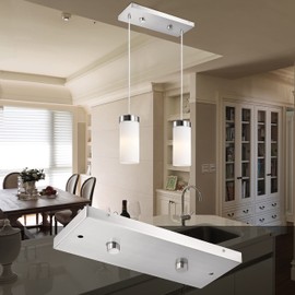 Two Pendant Light Linear Canopy Accessory Light Kit, 14 inch Flush Mount Cluster Canopy, Hanging 2 Lights with One Outlet Box for Kitchen Island, Mounting Hardware Included, Brushed Nickel…