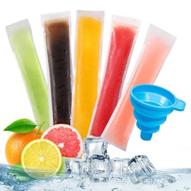 50 Pack DIY Disposable Ice Pop Bags Popsicle Molds Bags Mold Bags Homemade ice lolly Bags with Silicone Funnels Freeze Snacks Freezer Tubes