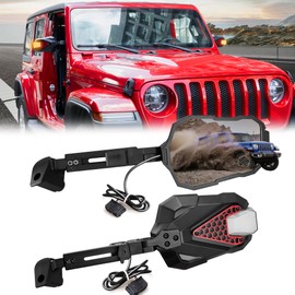 West-xingzhe Mirrors Doors Off with light, Side View Mirror Compatible with 2018-2023 Jeep Wrangler JL JLU & Jeep Gladiator JT Accessories for jeep mirrors doors off, 4.5 Inches Extendable