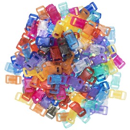 Craft County 100 or 200 Piece 3/8 Inch Contoured Side Release Plastic Buckles (Clear Mix, 200 Pack)