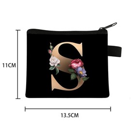 FAVORTALK Coin Purse Small Purses for Women Mini Coin Bags with Zipper Initial Coin Pocket Portable Coin Pouch Black Purses for Credit Card Earphone Lipstick - 13621