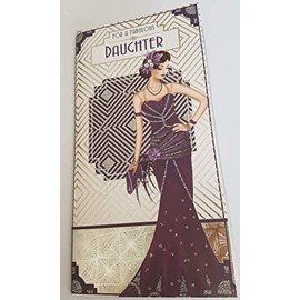 Art Deco Lady - Daughter - Glittered Slim Birthday Card