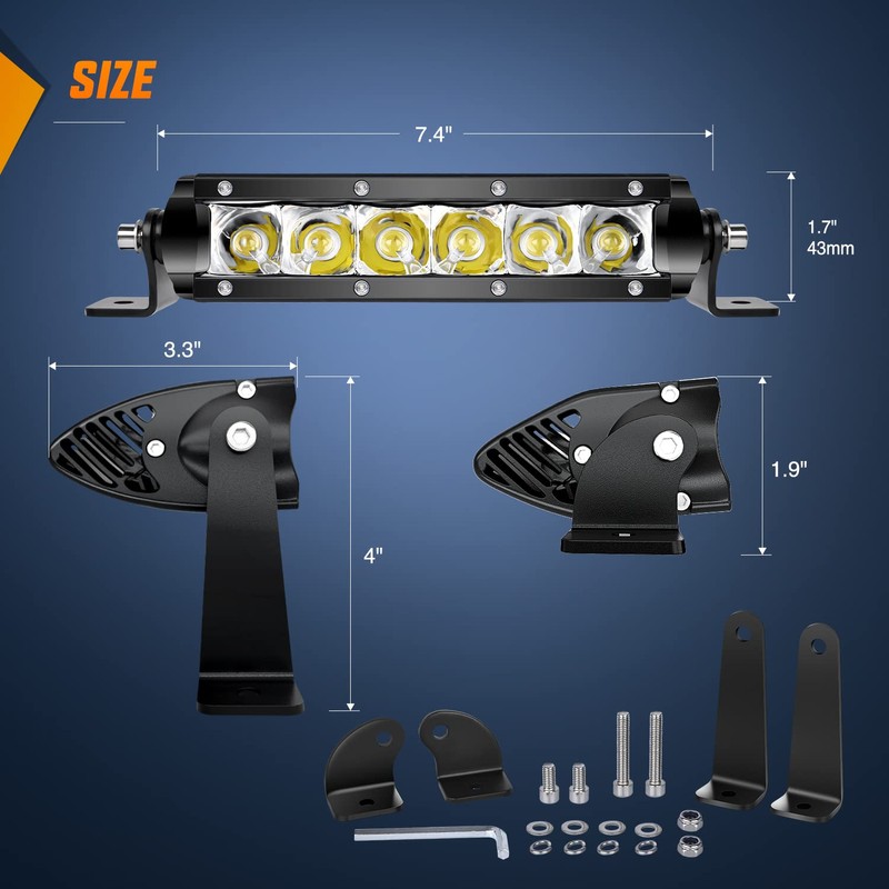 Nilight Led Pods Light Bar Super Slim 2Pcs 7 Inch