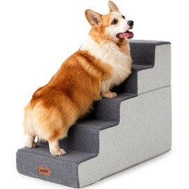 ZOMISIA Dog Steps for High Beds - Dog Stairs for Small Dogs and Cats, Dog Steps with Non-Slip Bottom Grey 5 Steps