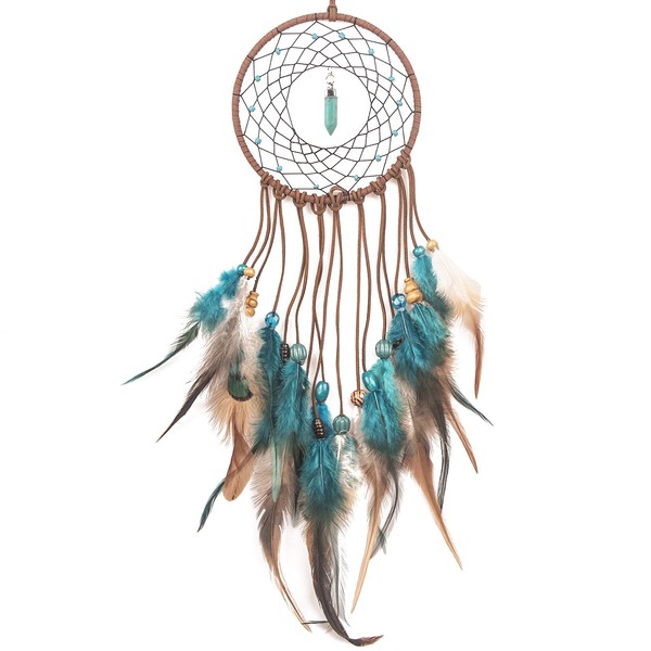 FANDOL Dream Catcher for Kids Bedroom Wall Hanging Decoration Baby Shower Nursery Decor Feathers Dreamcatcher Birthday Gift for girls Boys (Turquoise, L)