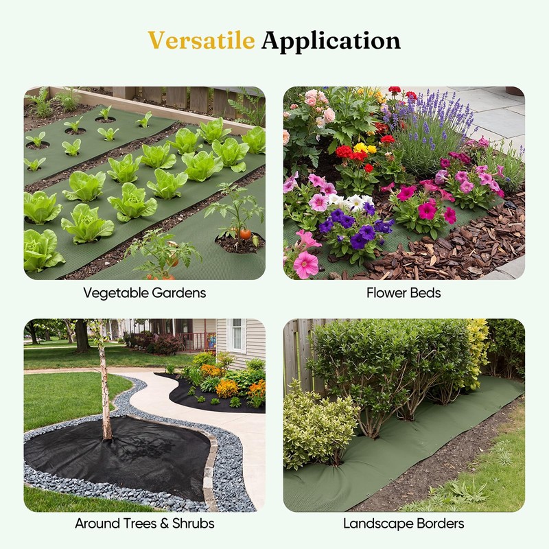 Grenebo Weed Barrier Fabric, 4FT x 100FT, Non-Woven Landscape Fabric,