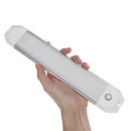 SMIXCTEK Dual-Color Touch Dimmable LED Boat Dome Light, 12 Inch Surface Mount Courtesy Ceiling Interior Cabin Lamp, 12/24V (White | Red)