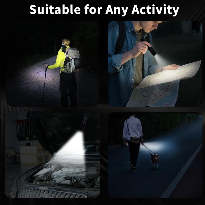 KunHe 2Pack 800 lumens 1200mAh EDC Flat Flashlight Rechargeable Small