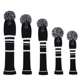 Scott Edward Knitting Golf Club Headcovers, Set of 5 Golf Club Headgear Driver Wood 1 Fairway Wood 2 and Hybrid Wood 2 with Rotating Club Number Tags