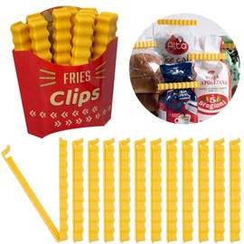 Pvieked 12 Pcs Cute French-Fries-Shaped Food Sealing Clips, Magnetic Kitchen Gadgets, Red & Yellow, 3.82 Inches, Plastic