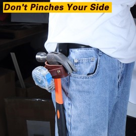 quipuda Genuine Leather Hammer Holder for Belt, Hammer Loop, Practical Tool Belt for Hammer, Axe Holder, Hammer Holster, Loop Clip for Tape Holder (Brown)