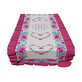 PETTI Artigiani Italiani Kitchen Textile Set, 100% Hypoallergenic Microfibre, Flower 01, Runner Tavola 40 x 140 cm