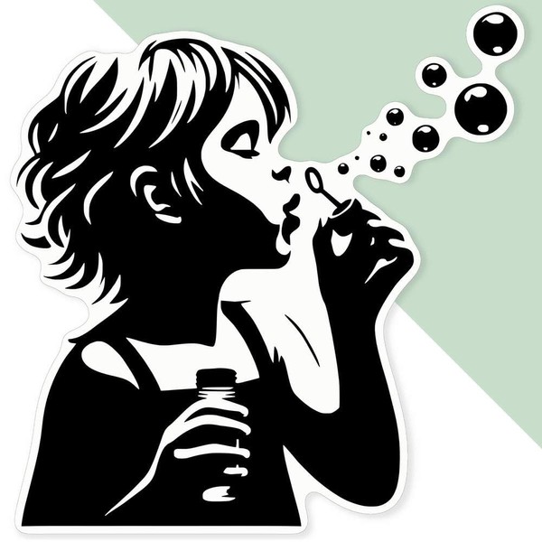 Azeeda 'Blowing Bubbles' White Premium Vinyl Decal Sticker – Waterproof,