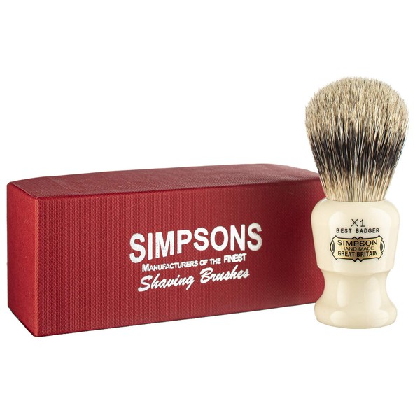 Commodore Best Badger Brush- Simpson Shaving Brushes - Faux Ivory Handle (X1 Best)