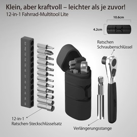 BONE Portable Bike Repair Capsule Lite 12 in 1 Bicycle Tool Kit with Ratchet Wrench Mountain Road Bike Maintenance Bicycle Accessories Mini Bike Repair Tool Kit Bicycle Repair