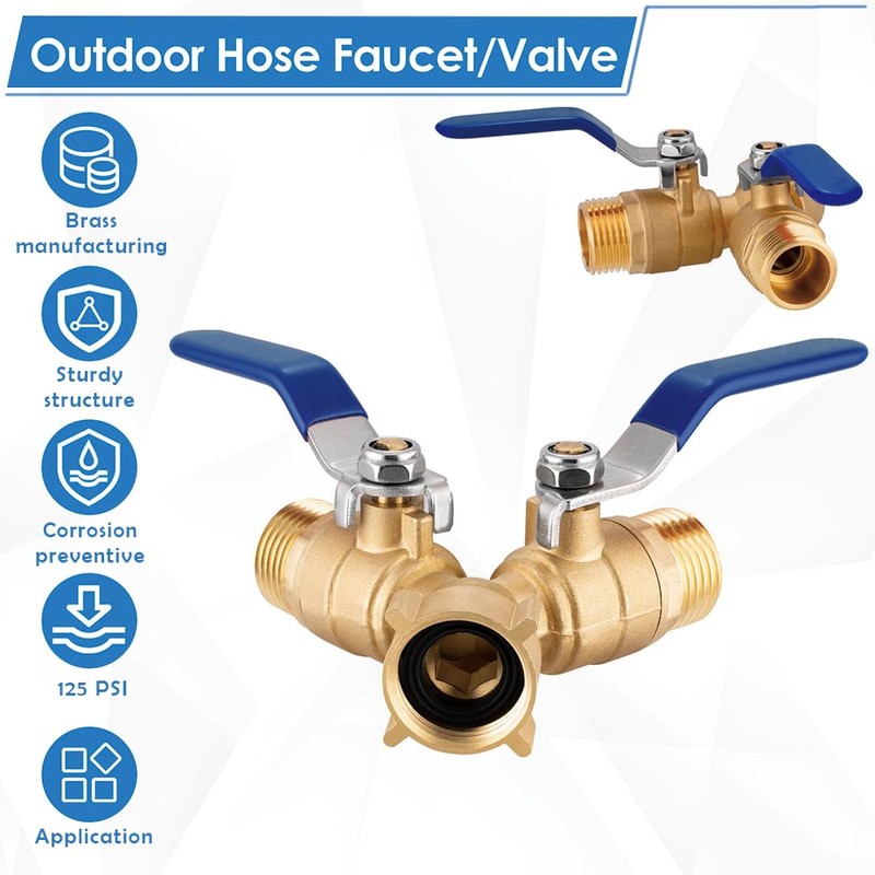 water spigot splitter with 4" Valve Handles, Hose Bib Splitter