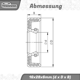 Parts and Parts Shaft Seal 16 x 28 x 6 mm NBR 70 DIN 3760 ISO 6194