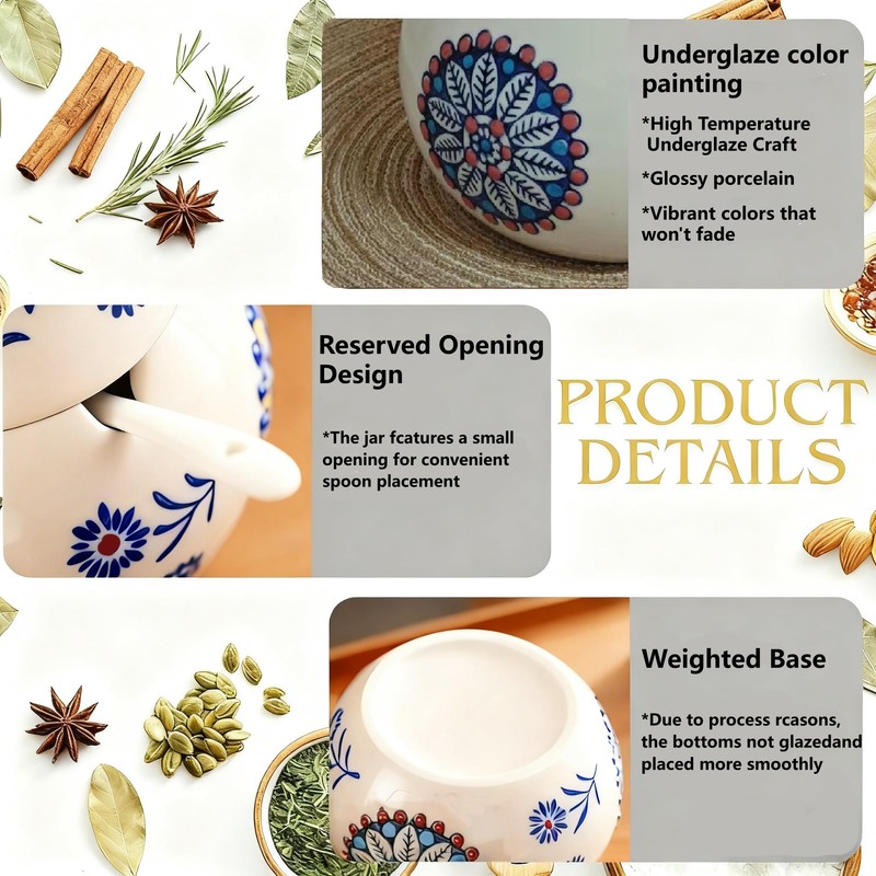 13OZ Ceramic Salt Cellar with Lid and Spoon,Chicken Salt Container